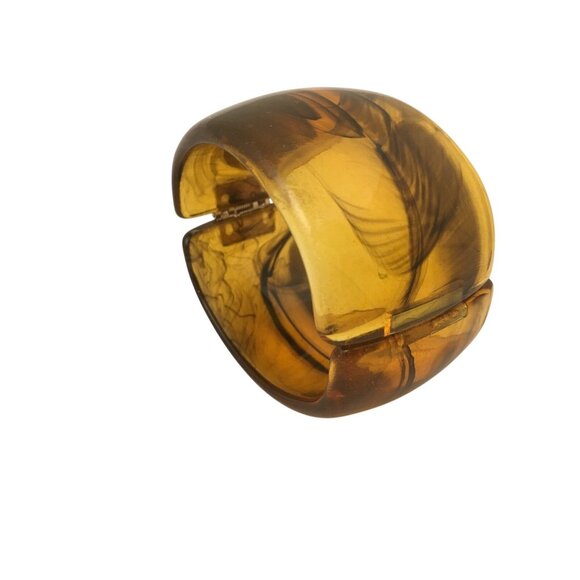 Plastic Vintage Jewelry Translucent Resin Cuff Bangle Hinged Bracelet - Picture 14 of 16